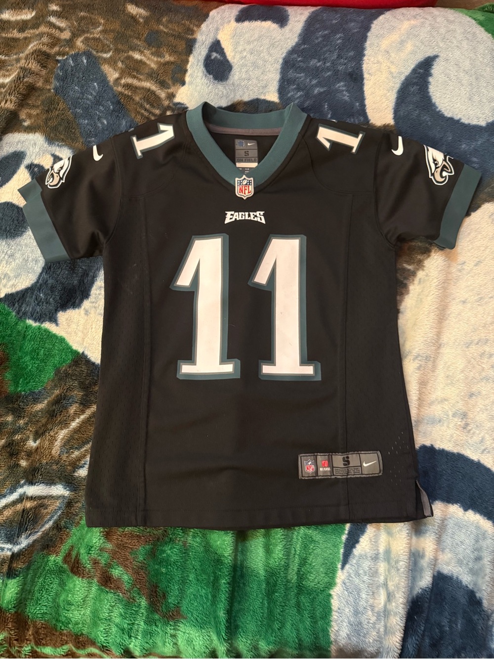 Nike Black Philadelphia Eagles #11 Kids Jersey - White & Green Trim
